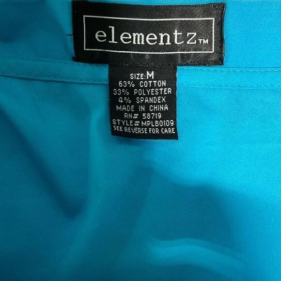 Elementz Top Wrap V Neck Surplice Front Teal Blue Green Button Tie Wrap Medium - Picture 3 of 13